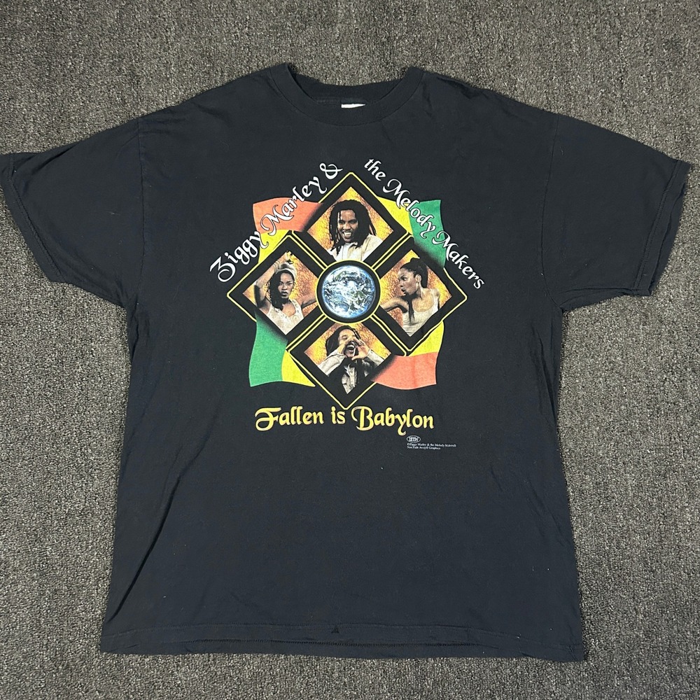 Ziggy Marley & the Melody Makers Shirt Mens XL Black 1997 Fallen is Babylon Tour